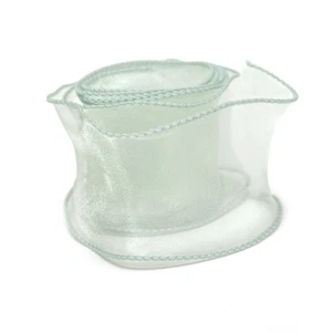 Organza Chiffon Ribbon Sage Green 1M Continuous Length 50mm Wide Nylon Wired - Picture 1 of 1