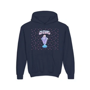 Ice Cream Dreams Youth Hoodie, Ice Cream & Cherries Sweatshirt, Kids Sweater - Picture 1 of 15