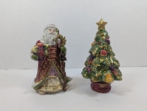 Fitz and Floyd - Renaissance Salt and Pepper Shakers Santa and Tree IOB - Picture 1 of 5