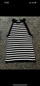 Zara Striped Ribbed Sleeveless Halter Top - Size Small - Picture 1 of 3