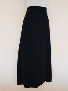 Vintage Skirt Black Velvet Long Maxi Smart Evening Plain Retro Size 12 Lined - Picture 1 of 14