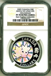 2007 Canada S$8 Maple Of Long Life Hologram NGC PF70 UC Dan Hughes Box COA OGP - Picture 1 of 4