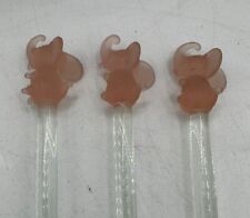 Blown Glass Swizzle Sticks 4  Frosted  Pink Elephants