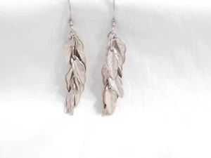 Vintage Sterling Silver Dangle Leaf Earrings AE101 - Picture 1 of 10