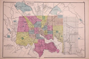 Rare 1873 Map ~ The CITY of BALTIMORE, MARYLAND (17x27)-#17 - Picture 1 of 3