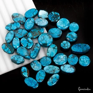 223 Cts/35 Pcs Natural Blue Spiderweb Turquoise Mix Cab Loose Wholesale Gems Lot - Picture 1 of 5