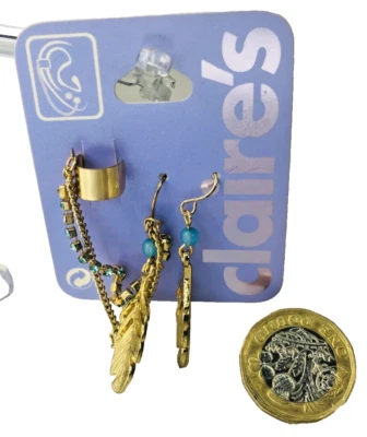Brincos Ear Cuff Pena Claires Claire's New Jewellery ra - Imagem 1 de 3