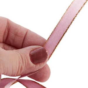 100 Yards of 3/8"  Mauve with Gold Edge Satin Ribbon - Picture 1 of 2