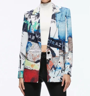 Alice + Olivia x Basquiat Denny Blazer Jacket Confidential He Was Crazy Paint 4 - Image 1 of 4