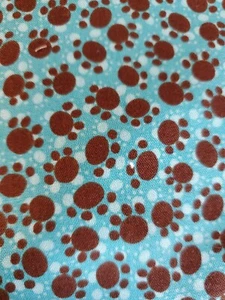 Sewing Fabric Debbie Mumm & Joanns 1.5ydx45" Dog Cat Paw Prints Aqua Brown - Picture 1 of 7