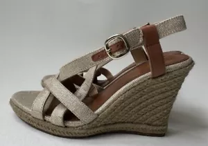 Sandalo Banana Republic Piperr tela pelle espadrillas zeppa tacco misura 7 M -B14 - Foto 1 di 9