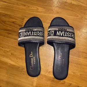 Sandali donna Christian Dior Dway Slide taglia 37 blu ricamati - Foto 1 di 6