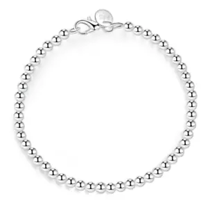 925 Sterling Silver 8mm Ball Bead Bracelet, Round Silver Chain Bracelet,Gift Bag - Picture 1 of 2