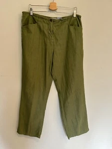 Blair Womens Wide Leg Pants w/ Pockets Green Olive Size 16PT - Picture 1 of 9