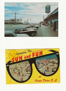 Lot 2 VTG Ocean Drive SC Postcards Main Street Beach Shop Beach Scene - Picture 1 of 1