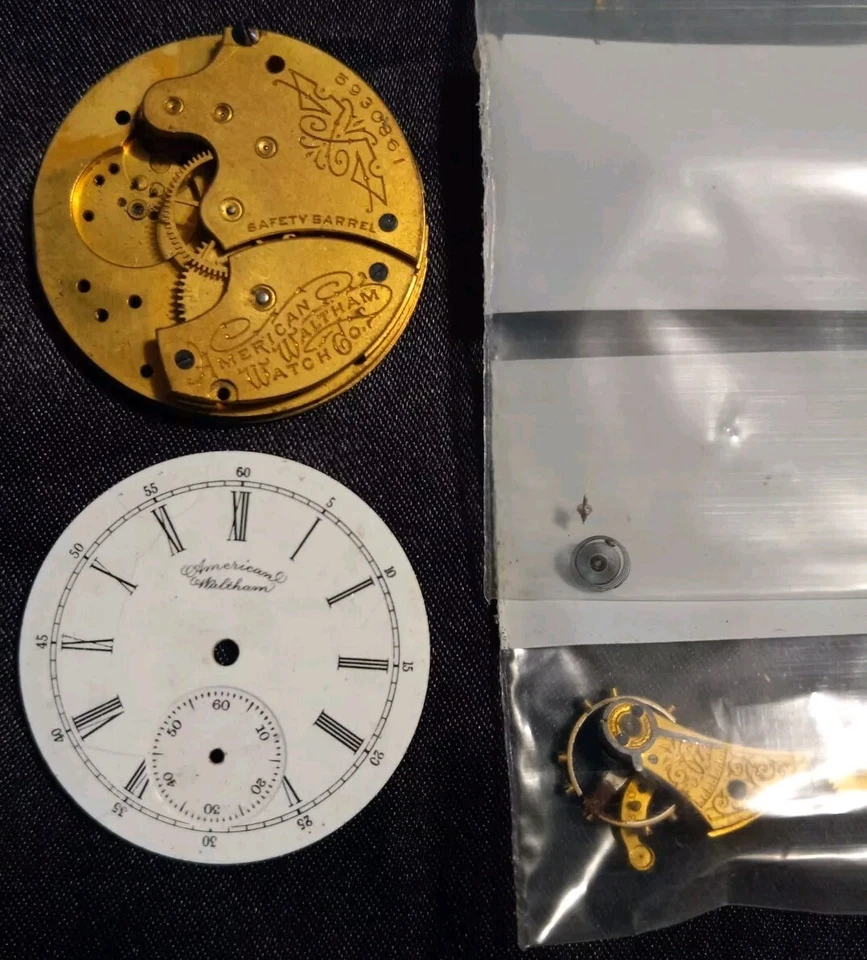 Dial y movimiento del reloj de bolsillo American Waltham 6s (Partes y piezas) Foto 1 de 4