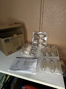 4W Dimmable LED 12 Pcs Light Bulbs E12 Candelabra Bulbs 450 Lumens  - Picture 1 of 4
