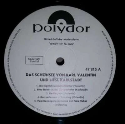 Écharpe vinyle Karl Valentin et Liesl Karlstadt* LP Comp Mono Promo - Photo 1/2