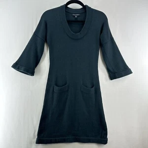Banana Republic Merino Wool Sweater Dress Womens XS 3/4 Sleeve Scoop Neck Green - Picture 1 of 11