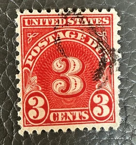 USA Porto fällig 3 Cent rot gebraucht Briefmarke - Bild 1 von 2