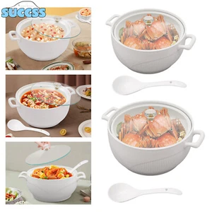 White Porcelain Round Ceramic Soup Tureen with Ladle & Glass Lid Large Capacity - Picture 1 of 48