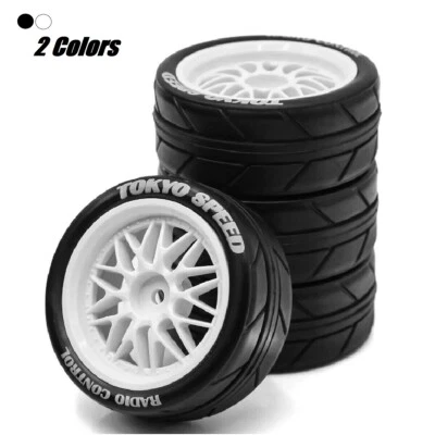 4Pcs Rally Tire&12mm Hex Wheel Rims Set For 1:10 HPI  KYOSHO Tamiya Road Car - Image 1 of 4