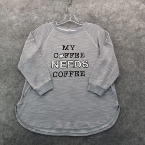 Secret Treasures Womens Pajama Top Medium Gray Long Sleeve Sleepwear Polyester - Picture 1 of 11