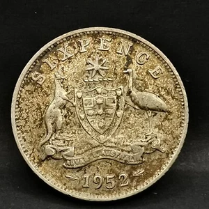 6 PENCE ARGENT 1952 GEORGE VI AUSTRALIE / AUSTRALIA SILVER - Picture 1 of 2
