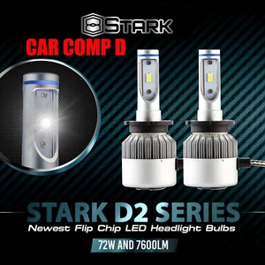 72W 7600LM D2S LED Flip Chip Headlight Kit 6000K White Replace HID Xenon Light A - Picture 1 of 6