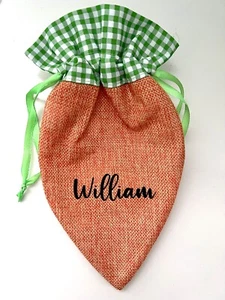 Cute Personalized Easter Carrot Shaped Orange Fabric Goody Treat Bags - Picture 1 of 1