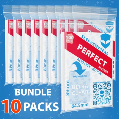 SLEEVEMYSEAL 1000 Bustine protettive trasparenti perfect sleeves 64,5x89 carte pokemon magic