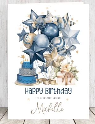 SYLVI DEL ART Personalised Birthday Card LARGE A5 Daughter Son Mum Dad Sister Brother Friend