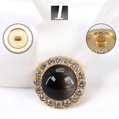 6X Round Buttons Diamond Trim Material for Overcoat Costume Sew Gradient Color - Image 1 of 4