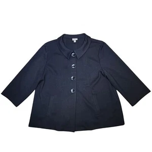 J Jill Swing Jacke schwarz Knopfleiste kurz 3/4 Ärmel Stretch Taschen klassisch XL - Bild 1 von 12
