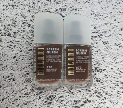 2 Milani Screen Queen Natural Finish Foundation #570 Nude Mocha 1 fl oz NEW - Изображение 1 из 4