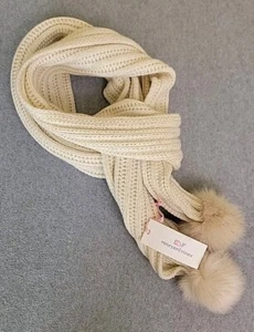 Vineyard Vines Bufanda Mujer Beige Dorado Lana Cachemira Tejido Elastizado Metálico NUEVO - Imagen 1 de 12