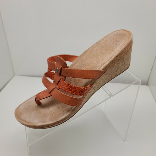 UGG 1016764 Maddie sandali con zeppa in pelle arancione taglia 9 donna