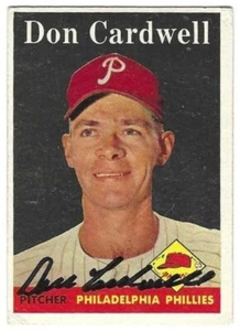 Autographed 1958 Topps DON CARDWELL Philadelphia Phillies card #372- w/COA - Bild 1 von 1