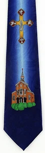 Heilige Kirche Herren Krawatte Christlich Geschenk Religiös Jesus Kreuz Blau Neck Tie - Bild 1 von 3