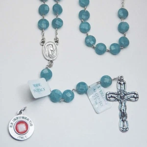 Rosario de piedras preciosas de aguamarina facetada/plata esterlina  - Imagen 1 de 2