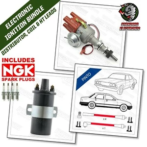 Ford Pinto Electronic Distributor Coil Red 8mm HT Leads 4 x NGK AP6FS Plugs - Picture 1 of 6