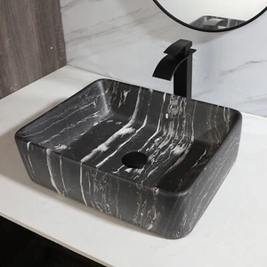 Square Bathroom Ceramic Vessel Basin Sinks Bowl Waste Pop-up Drain With Taps - Picture 1 of 7