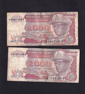 Zaire 2000 Zaires P-36a 1991  VG   x  2 - Picture 1 of 2