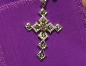 3/4 Carat Champagne & White Diamond Sterling Silver Pendant  - Picture 1 of 9