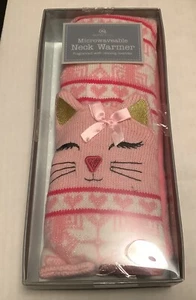 Microwavable Neck Warmer ,Pink Hearts Kitty ,Tourmaline Beads Inside , New - Picture 1 of 12