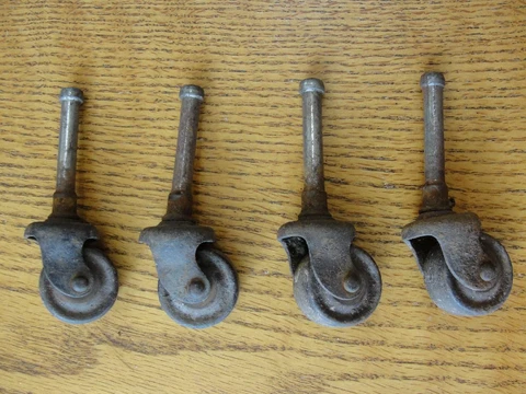 4 Vintage Furniture Wheels Salvage Metal Swivel Caster Repair Parts #12 Cover