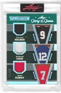 PALMER LUCK ELWAY 2025 Leaf Glory of the Game TRIPLE Game Used Jersey #1/30 - Picture 1 of 2