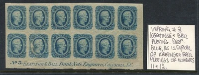 Confederate States 12 Plate Block of 12 Stamps (CSA Handbook 12-KB-ia) MV159 Foto 1 de 2