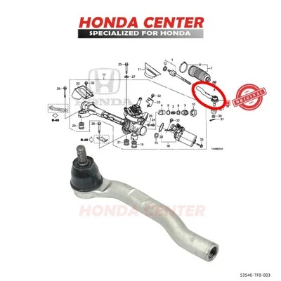 Extremo de varilla de amarre apto para Honda Insight 2009-2011 53560-TF0-003 OEM Foto 1 de 4