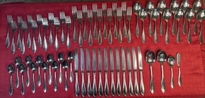 CAMBER CRESTA Stainless Glossy By Oneida 64pc Service For 12 w/4 Serving Pieces - Picture 1 of 22